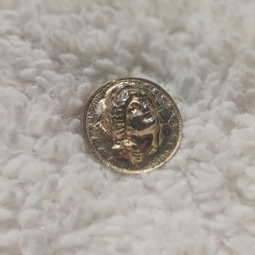 1909 Barber Half Dollar 3D Punched Lady Liberty Face Brooch Pin Gold Dipped EUC